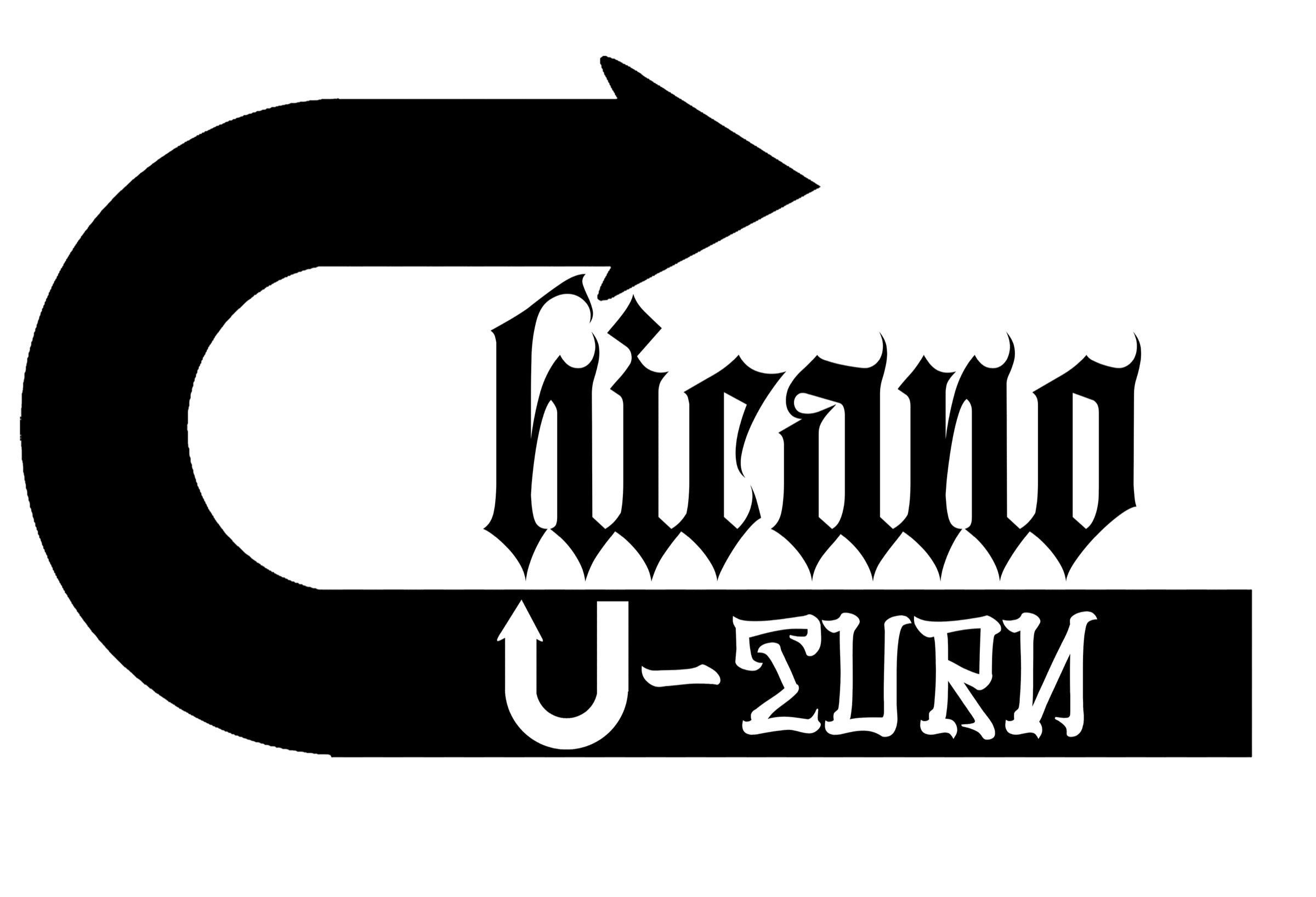 Chicano U-Turn artwork in black and white