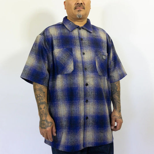 FB County Flannel — Royal/Gray/Black