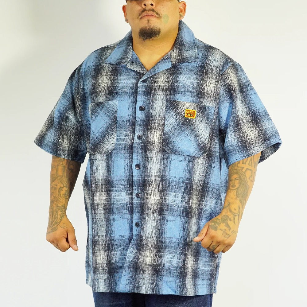 FB County Flannel — Sky/Black/White