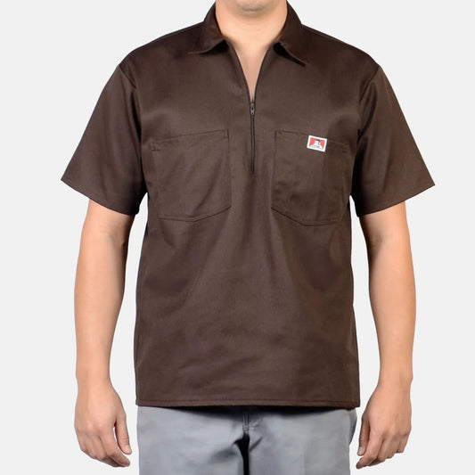 Ben Davis Solid ½ Zip — Brown