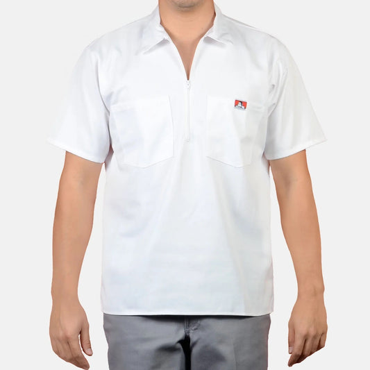 Ben Davis Solid ½ Zip — White