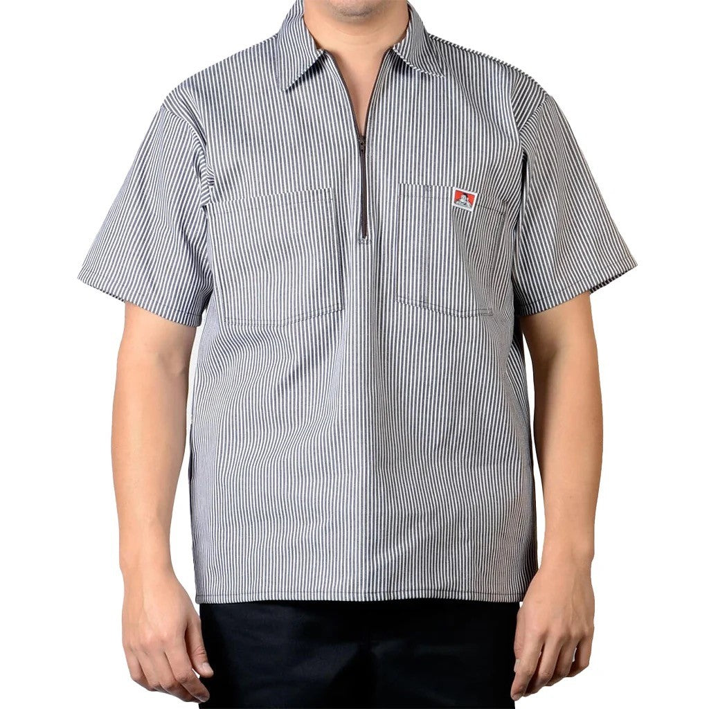 Ben Davis Striped ½ Zip — Brown Stripe