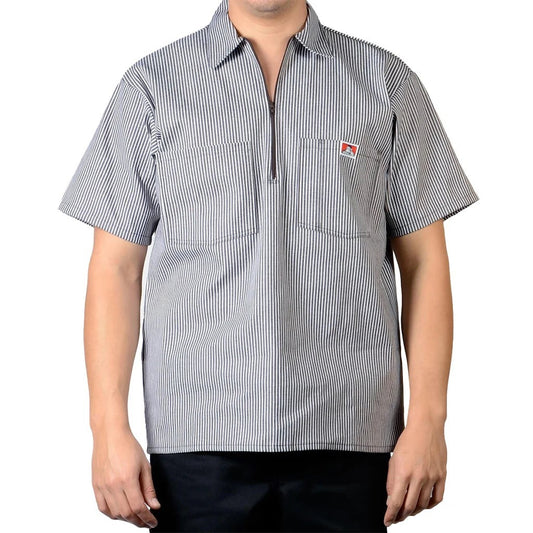 Ben Davis Striped ½ Zip — Brown Stripe