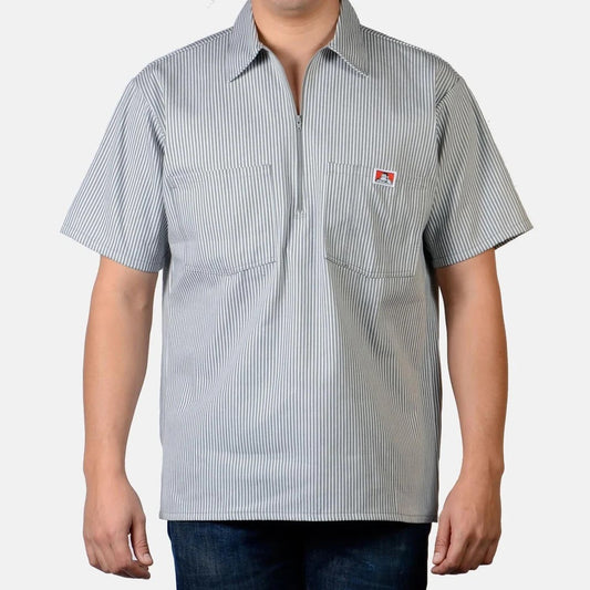 Ben Davis Striped ½ Zip — Grey Stripe